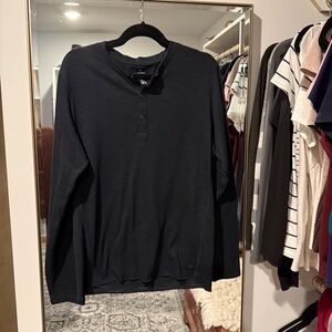Fabletics Black Long Sleeve Henley Shirt
